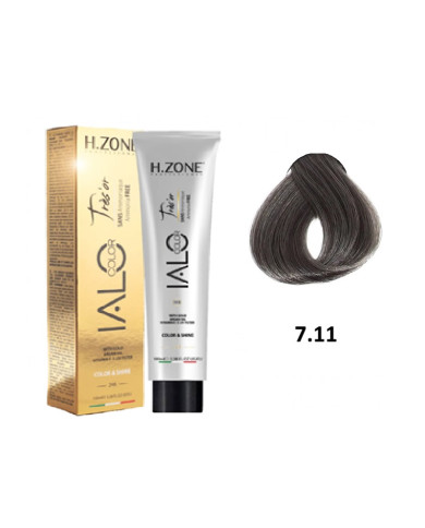 IALO H-ZONE Trés'or Coloration Permanante 7.11 Blond Cendré Intense Sans Ammoniaque 100ml