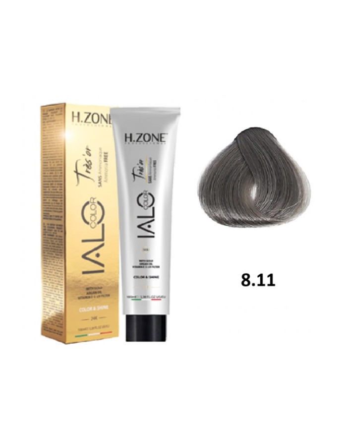 IALO H-ZONE Trés'or Coloration Permanante 8.11 Blond Clair Cendré Intense Sans Ammoniaque 100ml