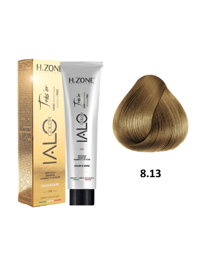 IALO H-ZONE Trés'or Coloration Permanante 8.13 Blond Clair Beige Sans Ammoniaque 100ml