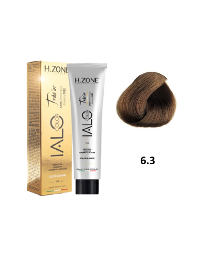 IALO H-ZONE Trés'or Coloration Permanante 6.3 Blond Foncé Doré Sans Ammoniaque 100ml