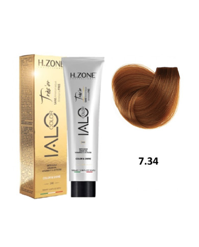 IALO H-ZONE Trés'or Coloration Permanante 7.34 Blond Doré Cuivré Sans Ammoniaque 100ml