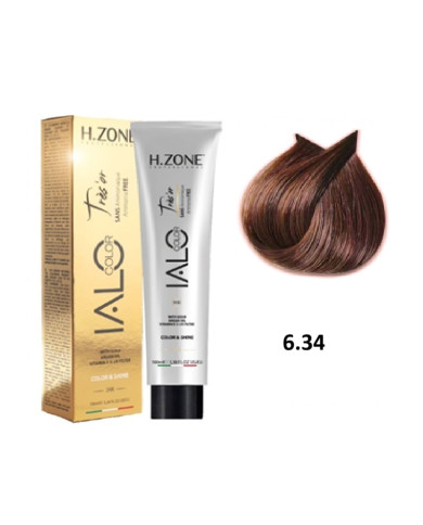 IALO H-ZONE Trés'or Coloration Permanante 6.34 Blond Foncé Doré Cuivré Sans Ammoniaque 100ml