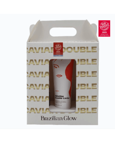 Brazilian Glow Lissage Kératine Double Caviar – Soin Lissant Sans Formol Cheveux Crépus, Bouclés et Épais