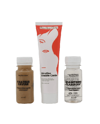 Brazilian Glow Lissage Kératine Double Caviar – Soin Lissant Sans Formol Cheveux Crépus, Bouclés et Épais
