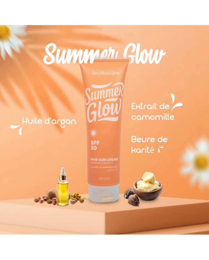 Summer Glow Masque Protecteur Cheveux – Soin Soleil Brazilian Glow | Kératine Caviar