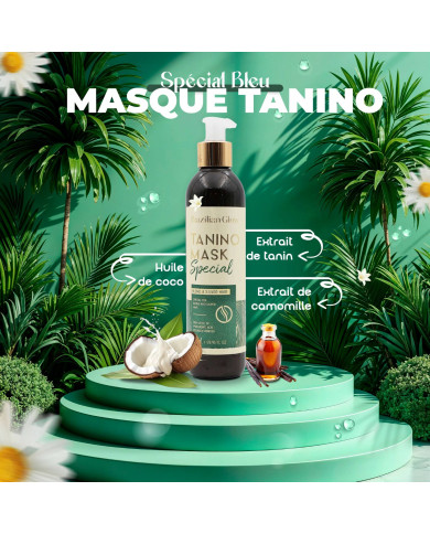 Brazilian Glow Masque Tanino Spécial Bleu – Soin Réparateur Sans Sodium Cheveux Blonds et Décolorés