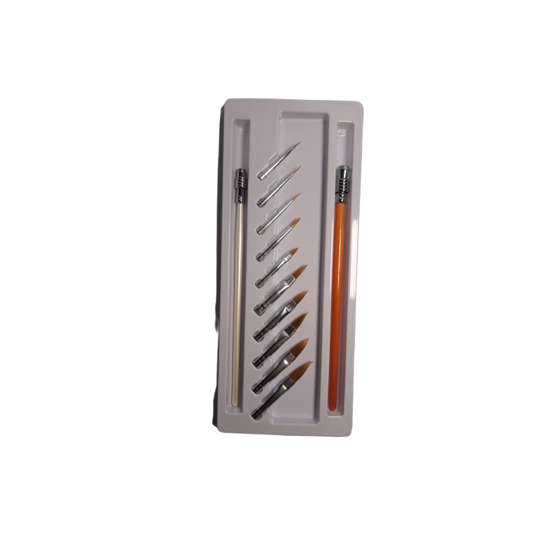 Pinceau Marron avec 10 Têtes pour Gel et Design Ongles