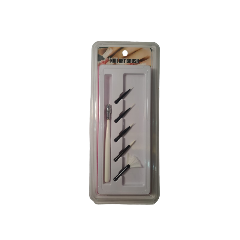 Pinceau Blanc avec 5 Têtes pour Gel et Design Ongles