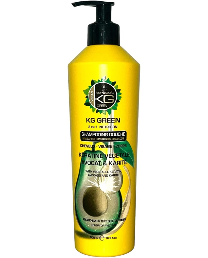 Keragold Green Shampoing 3 en 1 500 ml – Sans Sulfates