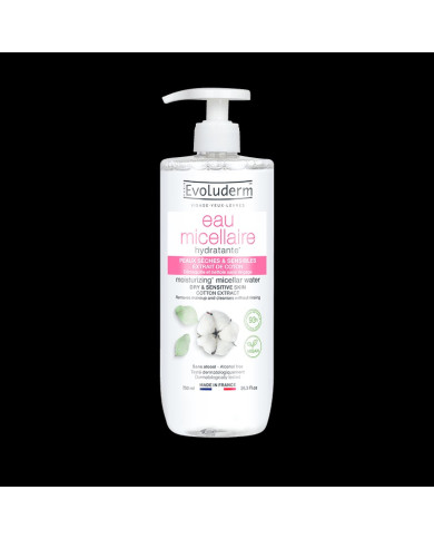EVOLUDERM Eau Micellaire 750ml – Démaquillage Doux et Hydratant Peaux Sensibles