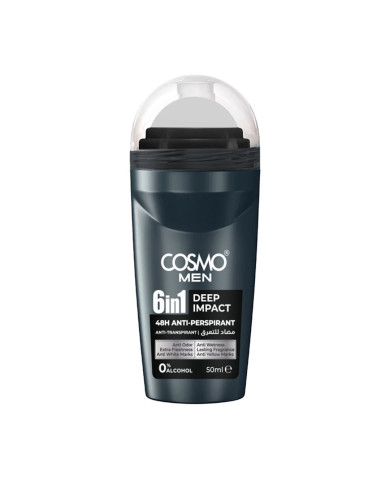 COSMO Roll-On Men 6 In 1 Deep Impact 48h Anti-Perspirant – Déodorant Homme Tunisie