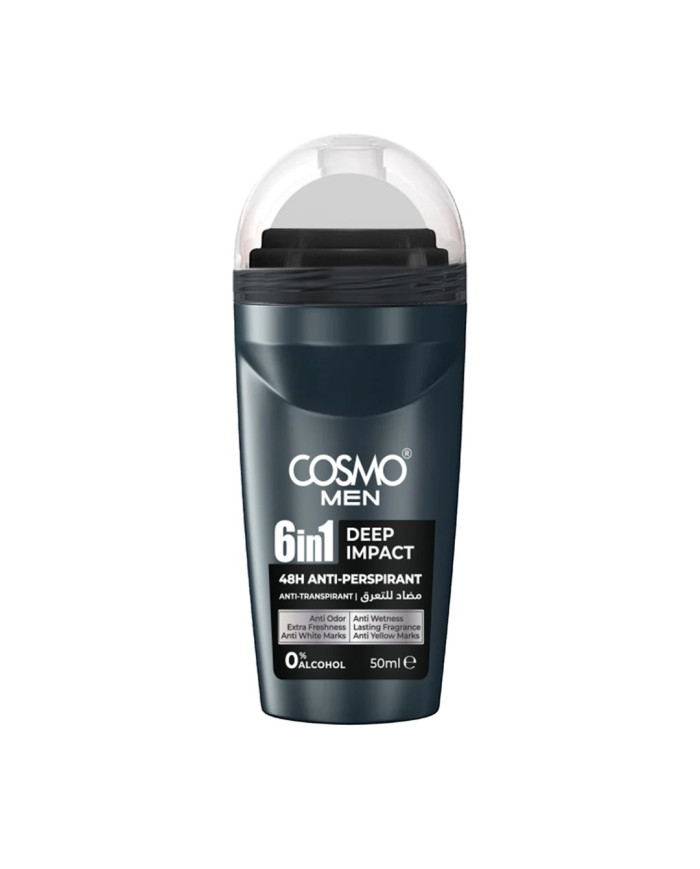 COSMO Roll-On Men 6 In 1 Deep Impact 48h Anti-Perspirant – Déodorant Homme Tunisie