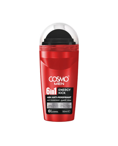 COSMO Roll-On Men 6 In 1 Energy Kick 48h Anti-Perspirant – Déodorant Homme Tunisie