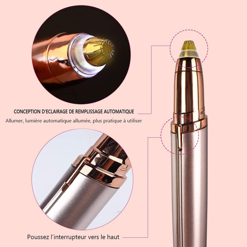 Épilateur Sourcils - Peau Sensible Douce - Rechargeable - LED