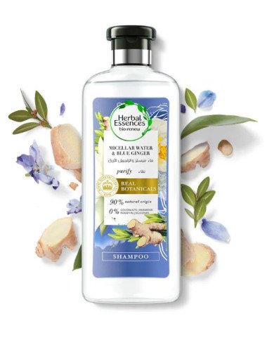 Shampoing Herbal Essences Micellar Water & Blue Ginger 400ml – Purifiant & Léger