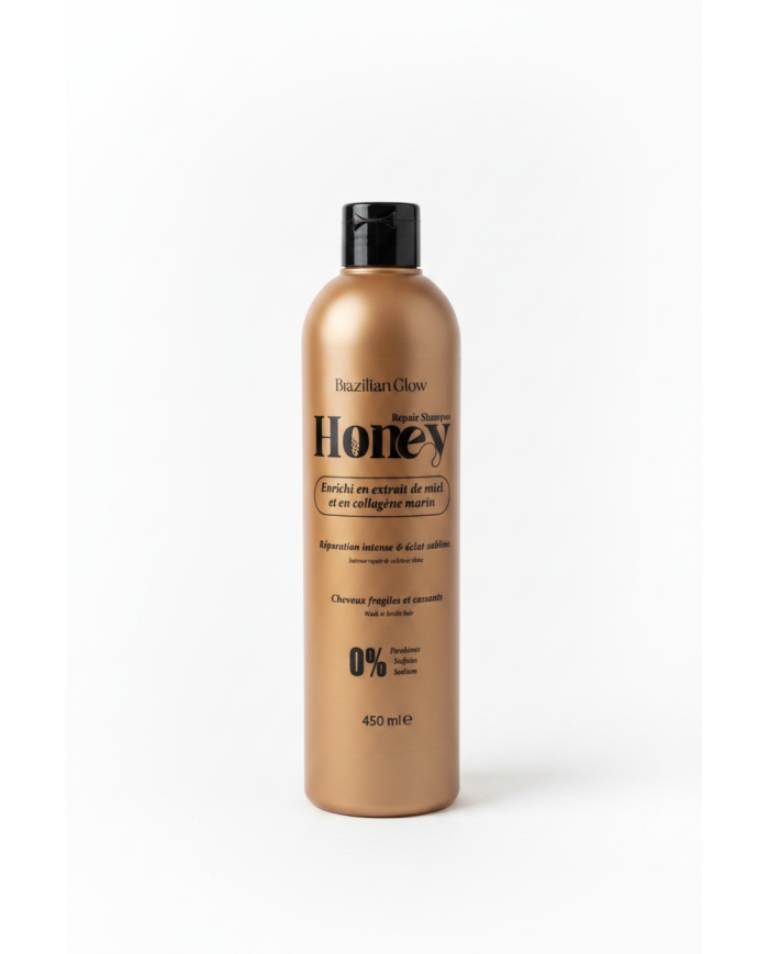 Shampoing Miel Brazilian Glow 450ml – Réparation cheveux cassants