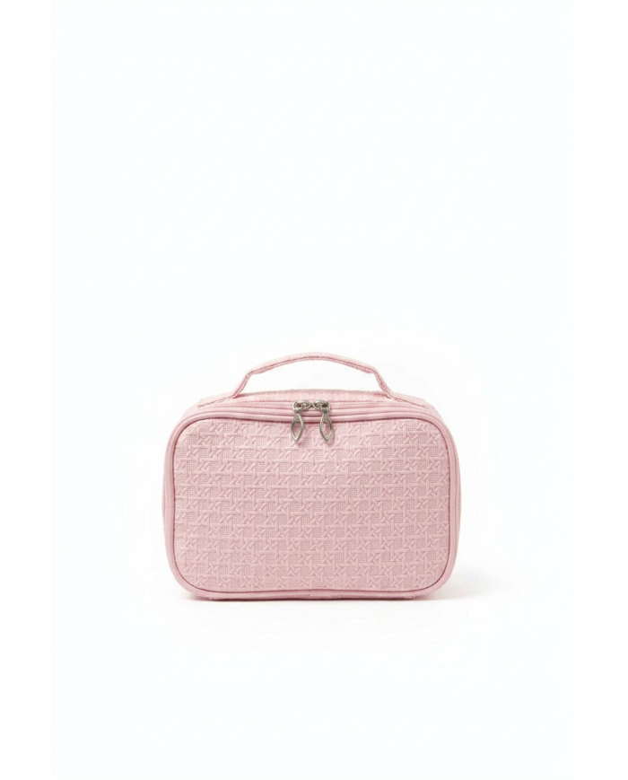 Trousse maquillage mini valise rose bebe – Vanity cosmétique portable