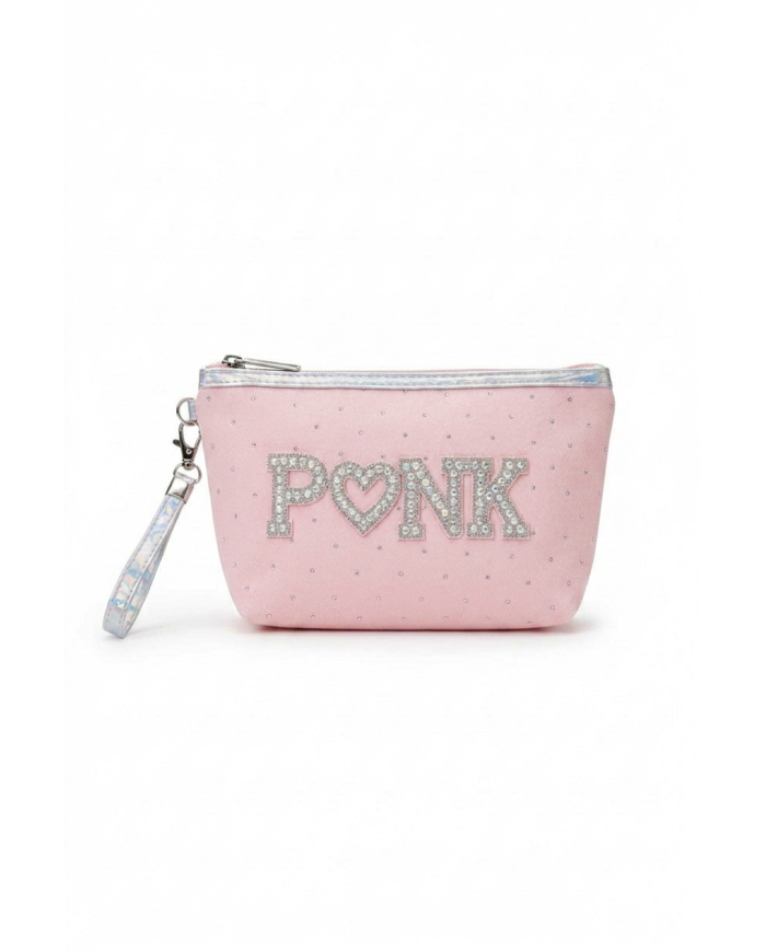 Trousse maquillage strass PINK rose bebe – Pochette rose glamour