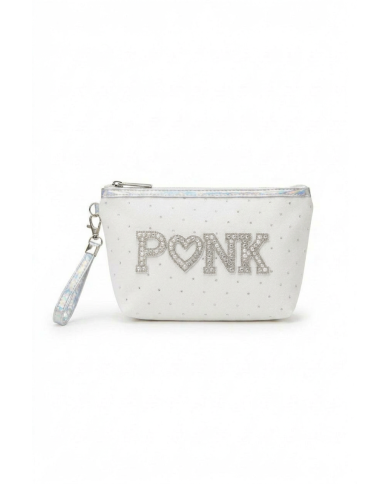 Trousse maquillage strass PINK blanc – Pochette rose glamour