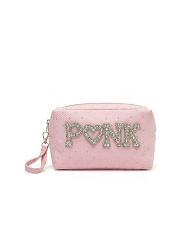 Trousse maquillage carrée strass PINK rose – Pochette rose glamour