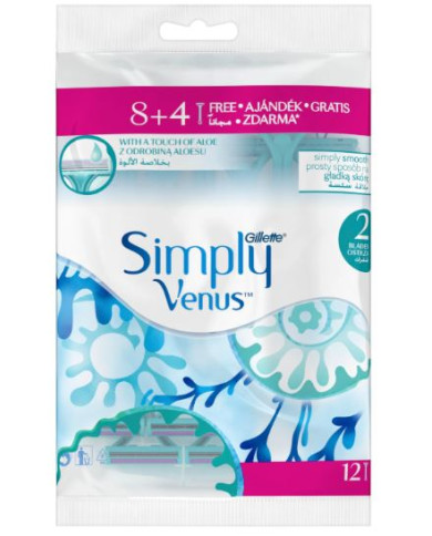 Gillette Simply Venus 8+4 – Pack 12 rasoirs femme