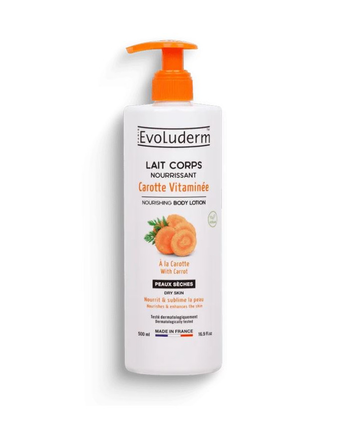 Evoluderm Lait Corps Carotte 500ml – Hydratation & hâle naturel