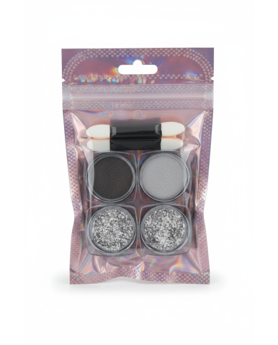 Set 4 effet miroir + feuille d’argent pour nail art