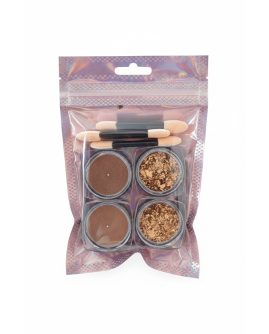 Kit poudres dorées + feuilles d’or pour nail art