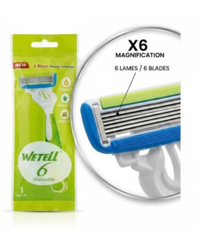 Wetell Rasoir 6 Lames Vitamine E Aloe Vera Argan