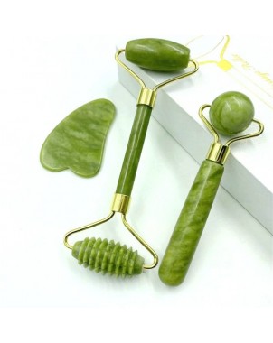 Pack Jade Roller 3 en 1 et Gua Sha - Massage Facial - Soins de Visage