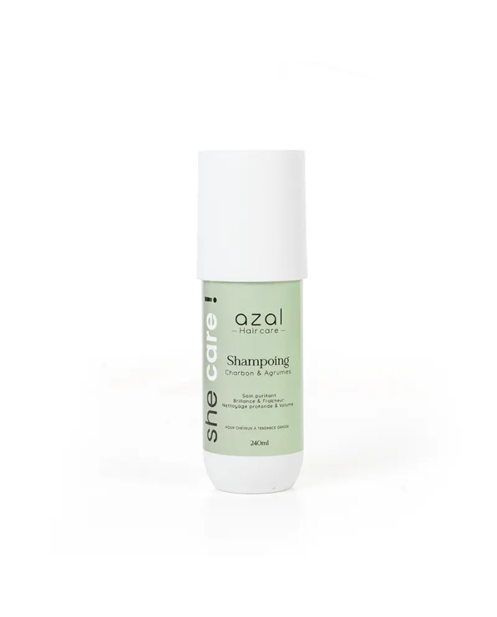 Azal SHE CARE Shampooing Cheveux Gras 240ml | Charbon & Agrumes | Cherry Beauty Tunisie