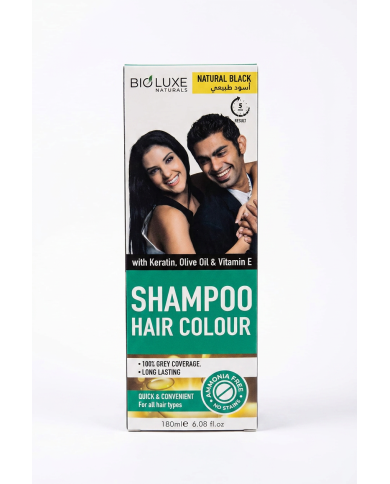 BIOLUXE NATURALS Shampoing Colorant Noir 180ml | Kératine & Huile d’Olive | Cherry Beauty Tunisie
