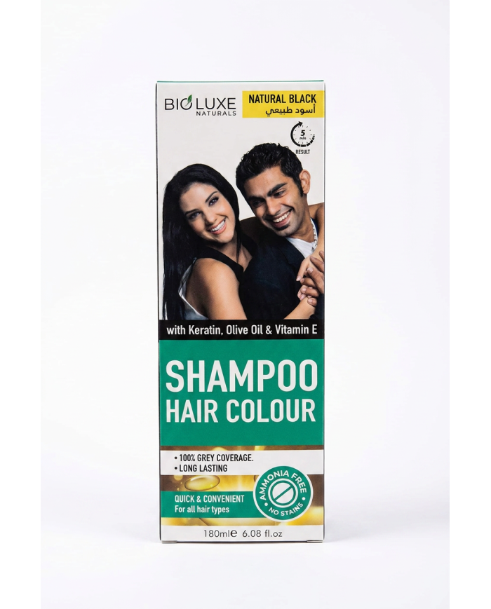 BIOLUXE NATURALS Shampoing Colorant Noir 180ml | Kératine & Huile d’Olive | Cherry Beauty Tunisie
