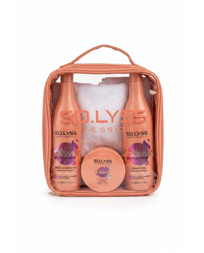 SOLYSS Pack Collaviar | Shampoing, Après-Shampoing, Masque & Serviette | Cherry Beauty Tunisie