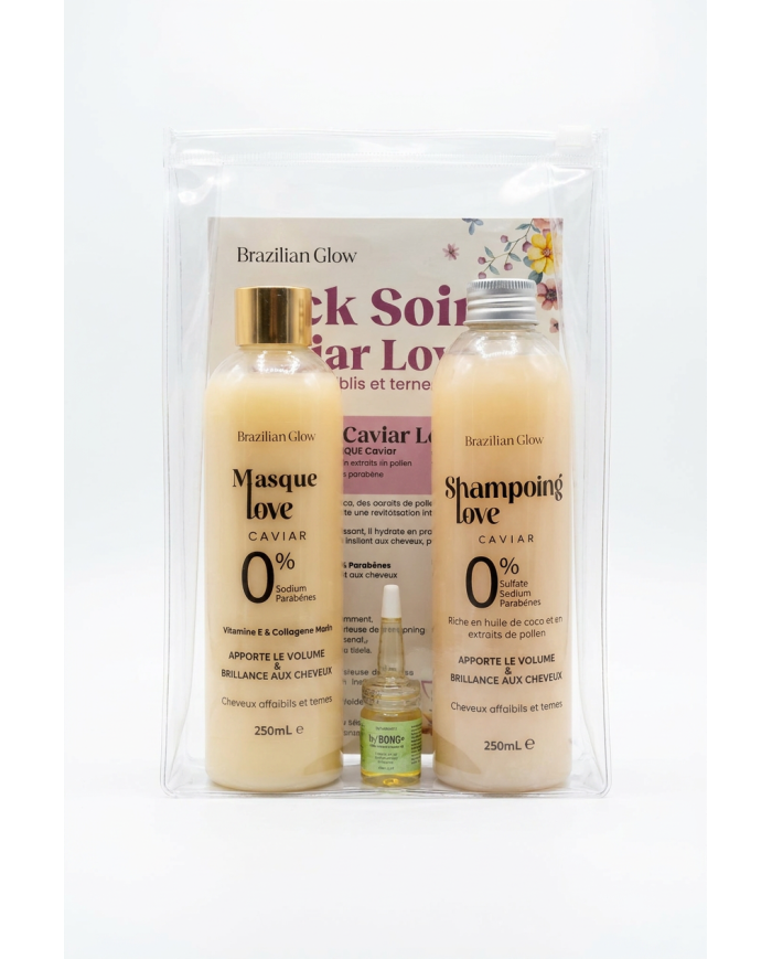 BRAZILIAN GLOW Pack Caviar Love | Shampoing & Masque Caviar | Cherry Beauty Tunisie