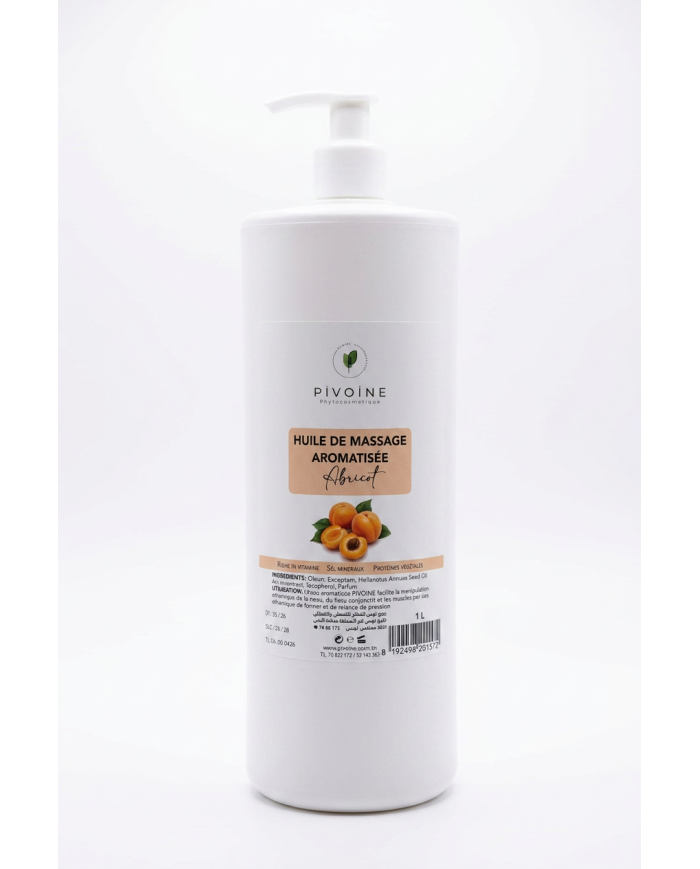 PIVOINE Huile Massage Abricots 1L | Huile Corps Aromatisée | Cherry Beauty Tunisie