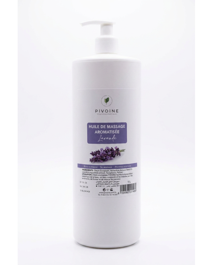 PIVOINE Huile Massage Lavande 1L | Huile Corps Relaxante Professionnelle | Cherry Beauty Tunisie