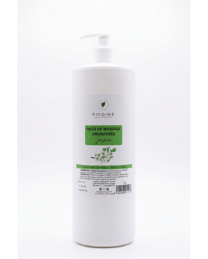 PIVOINE Huile Massage Jasmin 1L | Huile Corps Professionnelle | Cherry Beauty Tunisie