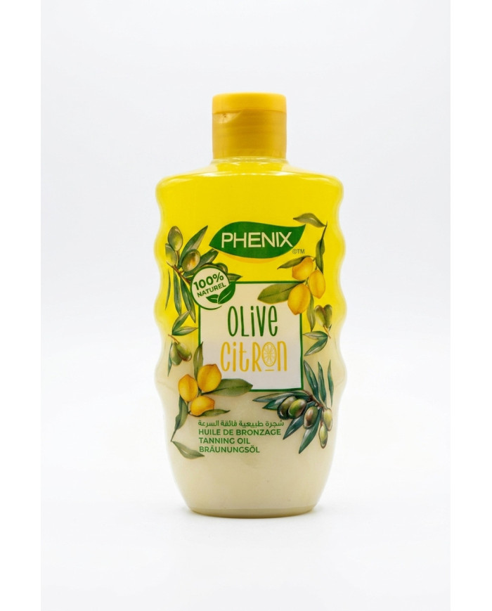 PHENIX Huile de Bronzage Olive & Citron 200ml | 100% Naturelle | Cherry Beauty Tunisie