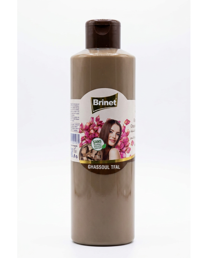 BRINET Shampooing 2 en 1 Ghassoul Tfal Eau de Rose 1L | Cheveux Gras | Cherry Beauty Tunisie