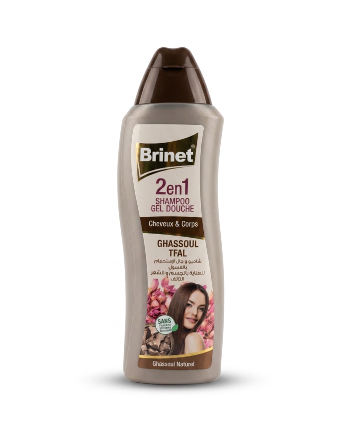 BRINET Shampooing 2 en 1 Ghassoul Tfal Eau de Rose 750ml | Cherry Beauty Tunisie