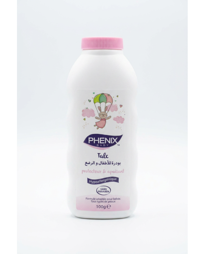 PHENIX Talc Bébé Rose 100g | Soin Doux pour la Peau de Bébé | Cherry Beauty Tunisie