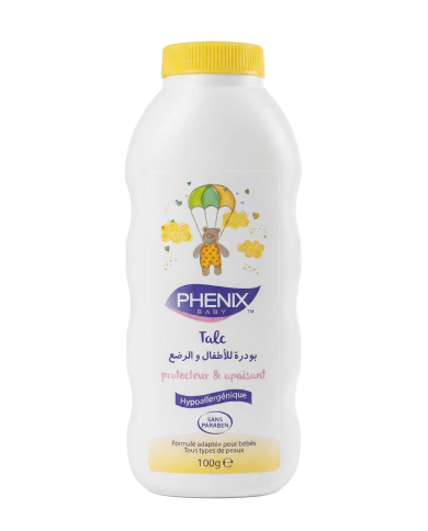 PHENIX Talc Bébé Jaune 100g | Soin Doux pour Bébé | Cherry Beauty Tunisie