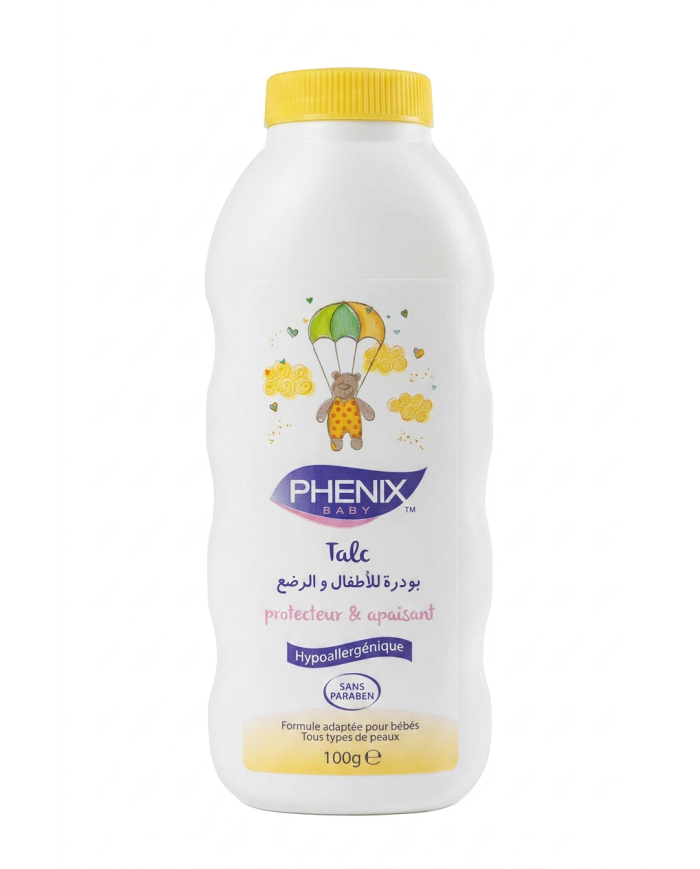 PHENIX Talc Bébé Jaune 100g | Soin Doux pour Bébé | Cherry Beauty Tunisie