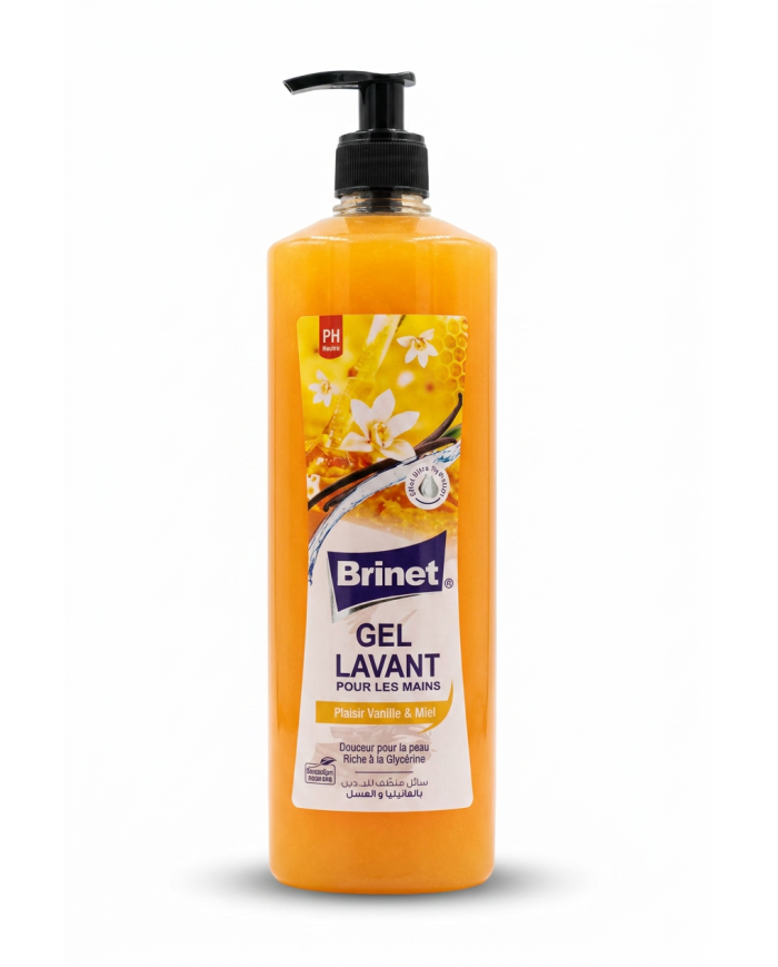 BRINET Gel Lavant Mains Vanille & Miel 1L | Nettoyant Doux | Cherry Beauty Tunisie