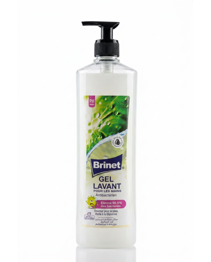BRINET Gel Lavant Mains Antibactérien 1L | Hygiène des Mains | Cherry Beauty Tunisie