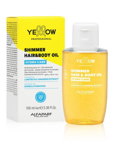YELLOW Shimmer Hair & Body Oil 100 ml | Huile Brillance | Cherry Beauty Tunisie