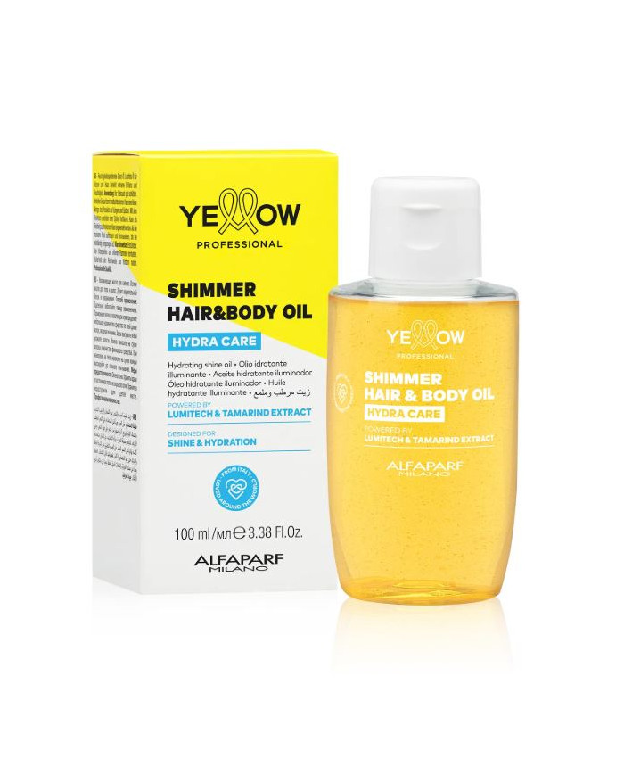 YELLOW Shimmer Hair & Body Oil 100 ml | Huile Brillance | Cherry Beauty Tunisie