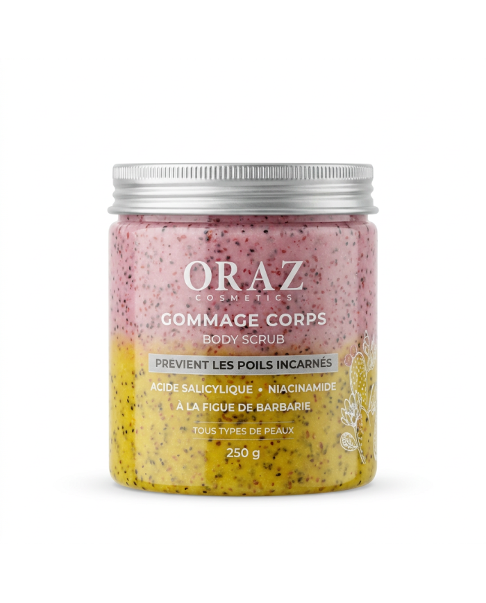 ORAZ Gommage Corps 250ml | Anti-Poils Incarnés | Cherry Beauty Tunisie