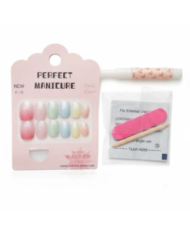 Press On Nails Rainbow 12 PCS | Faux Ongles | Cherry Beauty